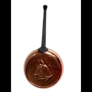 Vintage French SENECAL small pure copper pan with a horse equestrian rustic